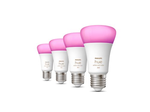 Hue White and Color Ambiance A60 - Ampoule connectée E27 - 800 (pack de 4)