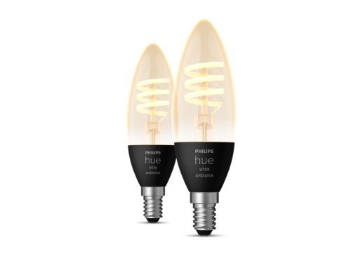 Hue White Ambiance Filament Lampe E14 - Filament Lampe Kerzenform Doppelpack - 350