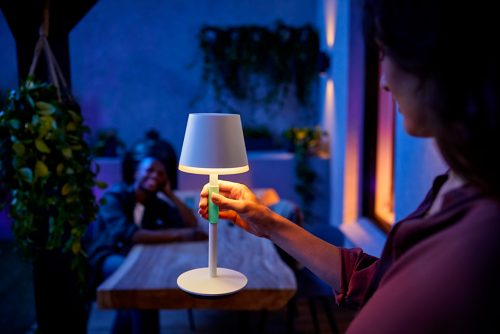 Philips Hue - Lámpara de mesa inteligente Hue Go Portable, Luz Blanca y de  Colores, Portátil, recargable, Apta para interior y exterior (IP20/54),  Compatible con Alexa y Google Home, blanca : 