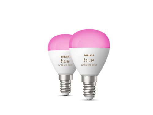 Hue White and color ambiance Klotlampa – E14 smart ljuskälla – (2-pack)