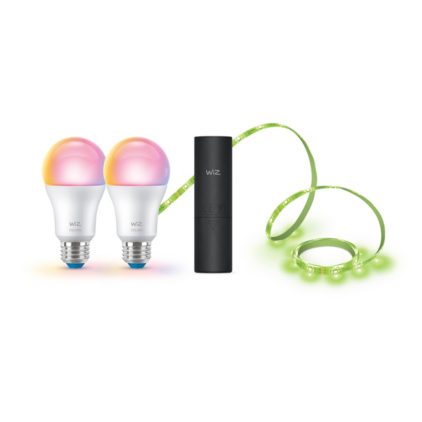 Close up of front of Bundle Lightstrip Starterkit + 2pk color A19 + remote