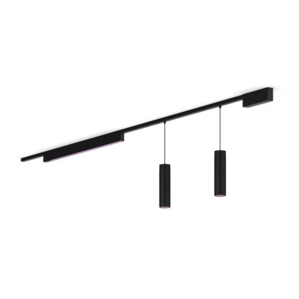Close up of front of Perifo straight ceiling base kit (2 pendants, 1 light bar)