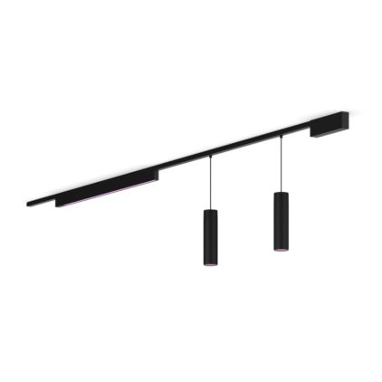 German:An image of product of the Perifo Basis-Set gerade Deckenleuchte schwarz (2 Pendel, 1 Lightbar)