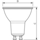 Dimension Drawing (with table) - MAS LEDspot UE 2.1-50W GU10 ND 827 EELA