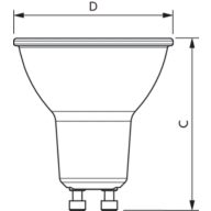 Dimension Drawing (with table) - CorePro LEDspot 4.9-65W GU10 830 36D ND