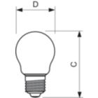 Dimension Drawing (with table) - CorePro LEDLusterND2-25W P45 E27 827 CLG