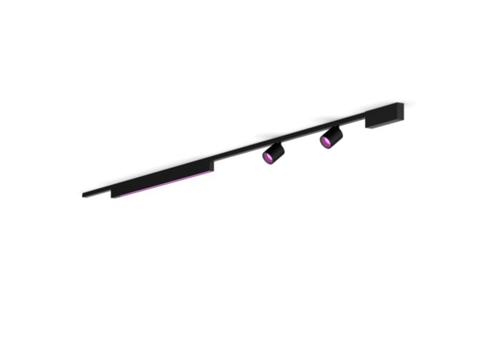Gros plan de l'avant de Perifo kit de base pour plafond, droit (2 spots, 1 barre lumineuse)