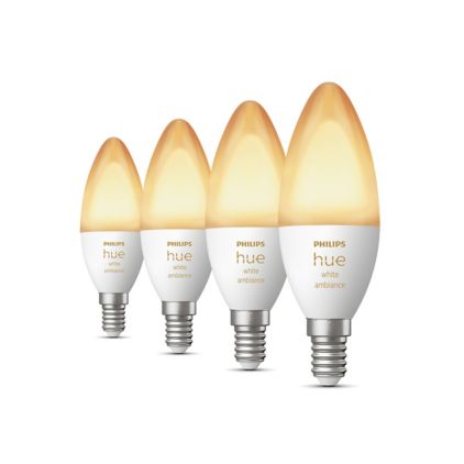 Lähikuva edestä Monipakkaus: E14 kynttilälamppu WA 4 kpl