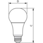 Dimension Drawing (with table) - 14A21/LED/927/P/E26/3WAY ND 4/1FB T20