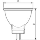 Dimension Drawing (with table) - CorePro LED spot 2.3-20W 827 MR11 36D
