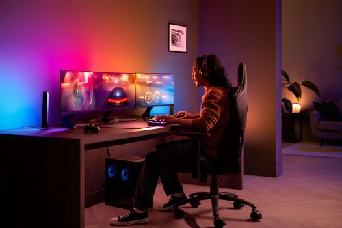 Philips Hue - Pack de 3 Philips Hue Lighstrip pour PC - Hue Play Gradiant  24/27 pouces - Ruban LED connecté - Rue du Commerce