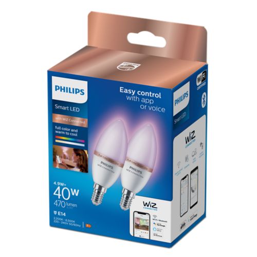 Smart LED Candle 4.9W Eq.40W C37 E14 x2 8719514372726 Philips