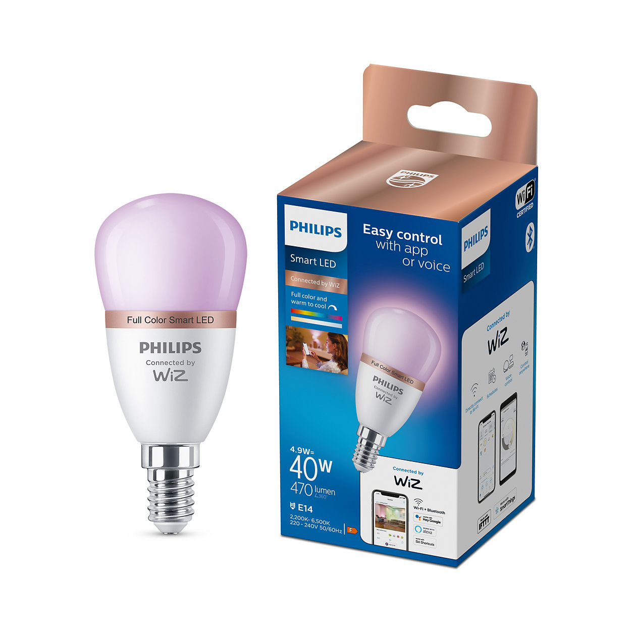 Smarte LED Lampe 4,9 W (entspr. 40 W) P45 E14 8719514437333 | Philips