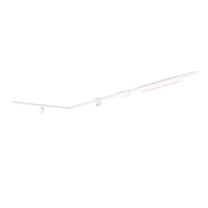Nahaufnahme der Vorderseite von Perifo Basis-Set L-förmige Deckenleuchte weiß (2 Spots, 1 Lightbar)