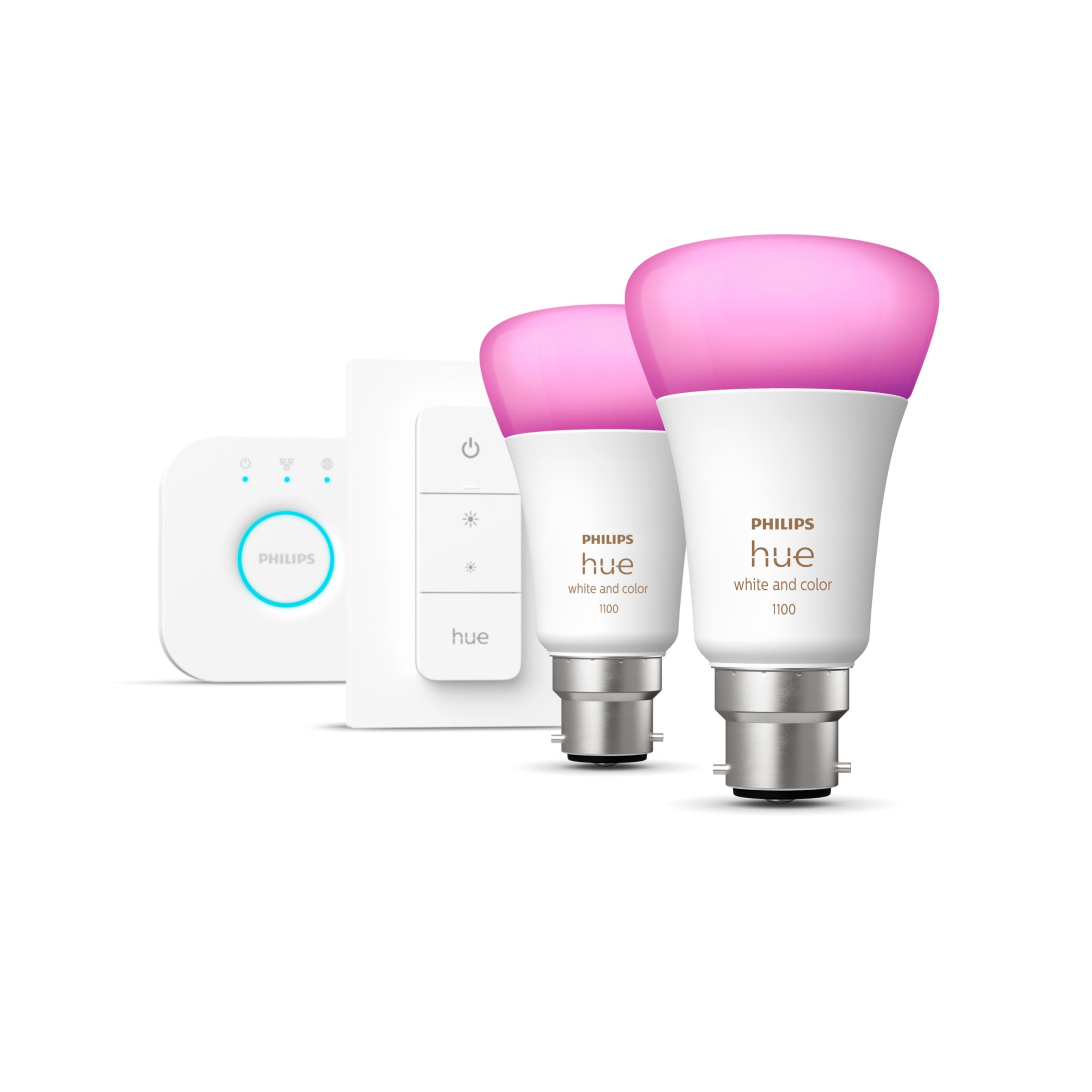 Philips Hue White & Colour Ambiance Mini Starter Kit B22 Smart Home Lighting 