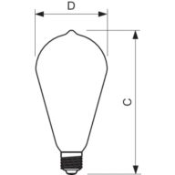 Dimension Drawing (with table) - CorePro LEDBulbND 7-60W E27 ST64 827CL G