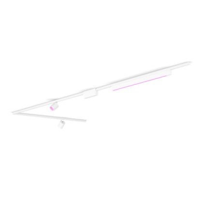 Nahaufnahme der Vorderseite von Perifo Basis-Set L-förmige Deckenleuchte weiß (2 Spots, 1 Lightbar)