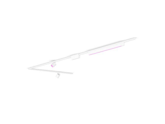 Close up of front of Perifo L-shaped ceiling base kit (2 spots, 1 light bar)