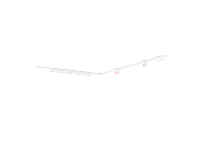Close up of front of Perifo L-shaped ceiling base kit (2 spots, 1 light bar)