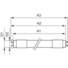 Dimension Drawing (with table) - MAS LEDtube 600mm HO VWV 10W 865 T8
