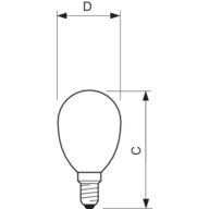 Dimension Drawing (with table) - CorePro LEDLusterND2-25W P45 E14 827 CLG