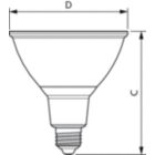 Dimension Drawing (with table) - MAS LEDspot D 13-100W E27 927 PAR38 25D