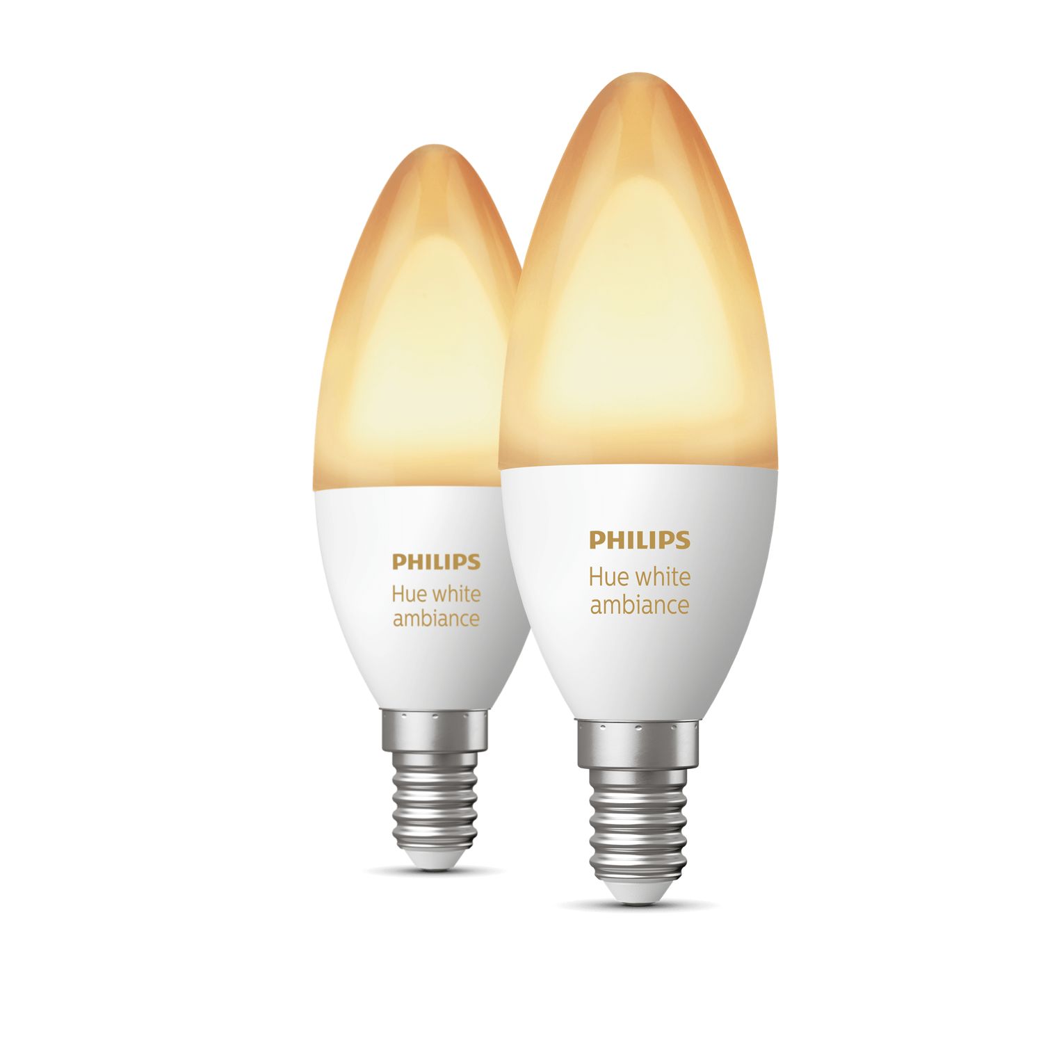 An image of product of the Hue White Ambiance Pack de 2 E14