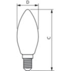 Dimension Drawing (with table) - CorePro LEDCandleND6.5-60W B35 E14840CLG