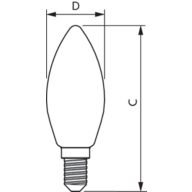 Dimension Drawing (with table) - CorePro LEDCandleND6.5-60W B35 E14840CLG