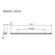 Dimension Drawing (without table) - BN005C LED30/NW L1200 PSU GM