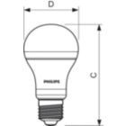 Dimension Drawing (with table) - CorePro LEDbulb ND 12.5-100W A60 E27 840