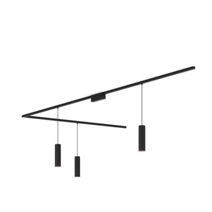 Close up of front of Perifo L-shaped ceiling base kit (3 pendants)