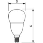Dimension Drawing (with table) - MAS LEDlustre DT 8-60W P50 E14 827 CL