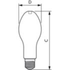 Dimension Drawing (with table) - TForce Core LED HPL 36W E40 840 FR