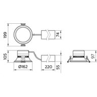 Dimension Drawing (without table) - DN391B LED11/840 PSD D150 WH CAU