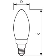 Dimension Drawing (with table) - MAS VLE LEDCandleDT2.5-25W E14 B35CL G