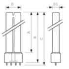 Dimension Drawing (with table) - PL-L 18W/835/4P  1CT/25