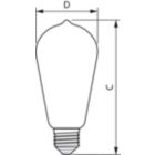 Dimension Drawing (with table) - MAS VLE LEDBulbD4-25W E27 ST64 GOLD SP G