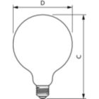 Dimension Drawing (with table) - LED classic 75W G120 E27 WW FR ND SRT4