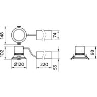 Dimension Drawing (without table) - DN391B LED11/840 PSD D100 ALU GC