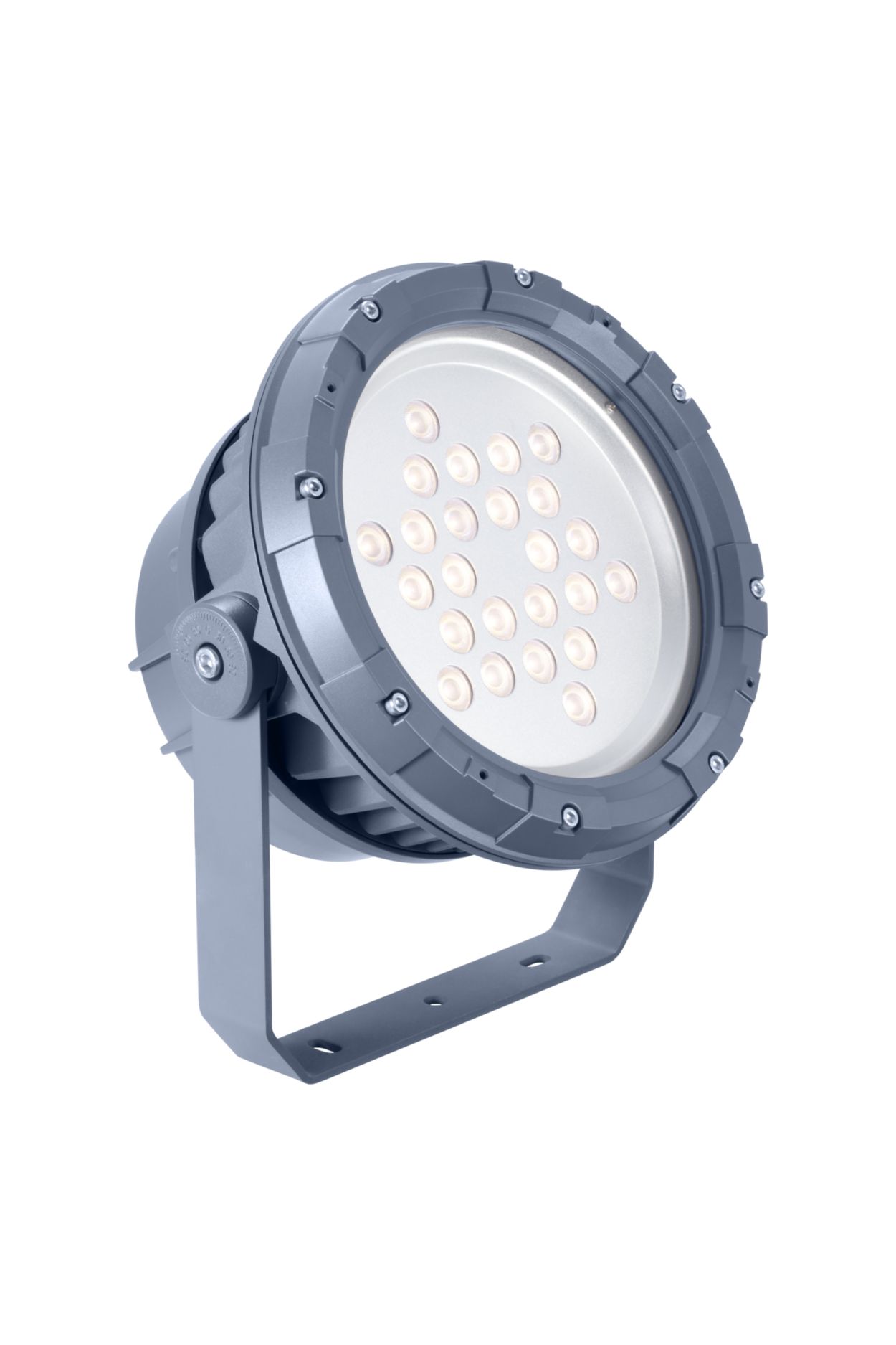 Architectural LED floodlight for fixed or dynamic lighting.