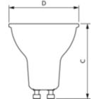 Dimension Drawing (with table) - Corepro LEDspot 670lm GU10 830 60D