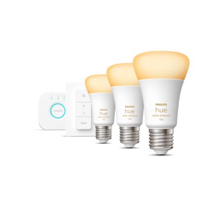 An image of product of the Starterkit: 3 E27 slimme lampen (1100) + dimmer switch