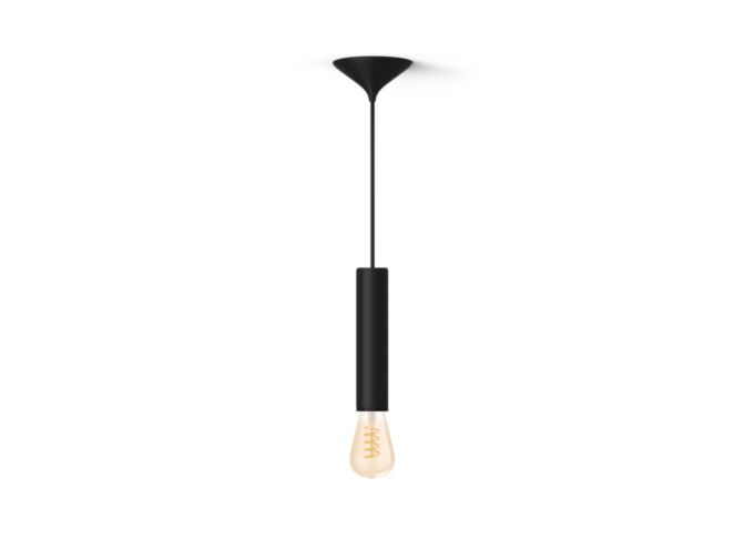 Nahaufnahme der Vorderseite von Set: Schwarze Kordel Large + White Ambiance Filament ST72 Edison