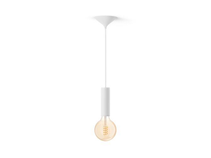 Nahaufnahme der Vorderseite von Set: Weisse Kordel Medium + White Ambiance Filament G125 Globe
