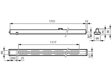 Dimension Drawing (without table) - RC455X 36S/940 MCB-M U4 W3 L1722 W100B30