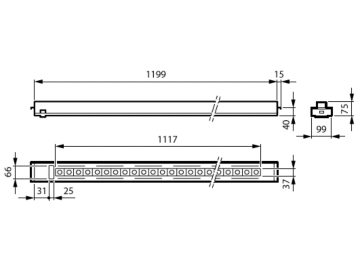 Dimension Drawing (without table) - RC455B 36S/940 MCW-M U4 L1200 W100 B40