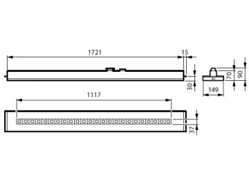 Dimension Drawing (without table) - RC455B 40S/940 MCB-M W3W2 L1722 W150 B30