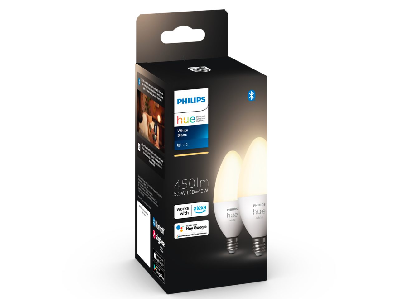 Hue 2-pack Candle E12 LED Bulb - White | Philips Hue EN-CA