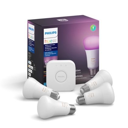 An image of product of the Hue White and color ambiance Starter kit: 4 E26 smart bulbs (60 W)